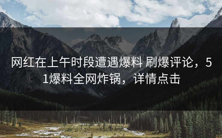 网红在上午时段遭遇爆料 刷爆评论，51爆料全网炸锅，详情点击