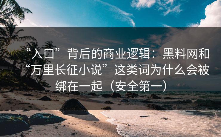 “入口”背后的商业逻辑：黑料网和“万里长征小说”这类词为什么会被绑在一起（安全第一）
